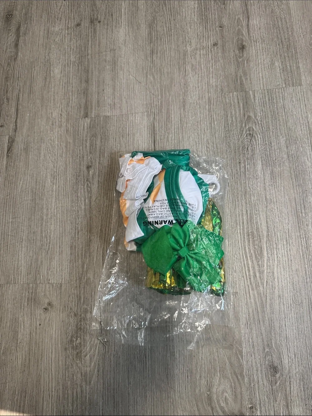 Green Cheerleader Costume Dress with Pom-Poms and Bow - Kids